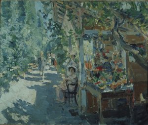 Krimillä. Hedelmäkauppa, 1913 tekijältä Konstantin Alekseevich Korovin