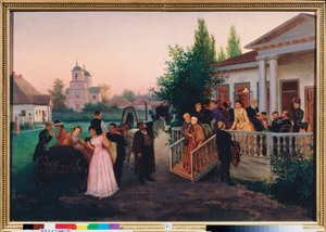 Vierailijoiden lähtö - Konstantin Aleksandrovitš Trutovski (Troutovsky) (1826-1893) maalaus, öljy kankaalle