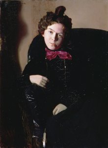 Anna Petrovna Ostroumova-Lebedevan (1871-1955) muotokuva 1901 (öljy kankaalle) tekijältä Konstantin Andreevic Somov