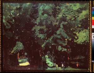 Puisto. Konstantin (Konstantin) Andrejevitš Somovin (1869-1939) maalaus öljy kankaalle tekijältä Konstantin Andreevic Somov