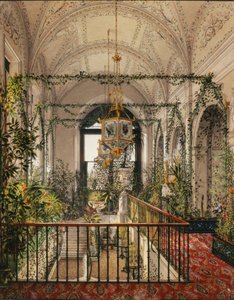 Talvipalatsin sisätilat. Pieni talvipuutarha Aleksandra Fjodorovnan asunnoissa, 1870-luku