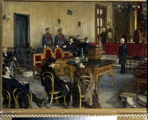 Tuomiota odotellessa. Maalaus Konstantin Apollonovich Savitsky (1844-1905), öljy kankaalle