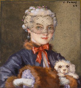 Nainen koiran kanssa, 1928 tekijältä Konstantin Somov