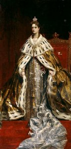 Venäjän keisarinna Aleksandra Fjodorovnan muotokuva 1872-1918, tsaari Nikolai II:n vaimo, 1890-luku. tekijältä Konstantin Yegorovich Makovsky