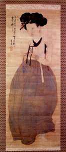 Art Coreen: Geishan muotokuva (korealainen tyttö geisha-asussa). Vedos vuodelta 1758. Yksityiskokoelma. tekijältä Korean School