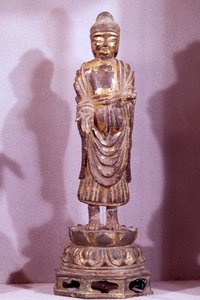 Coreen Art: Buddha-patsas kultaista pronssia. Silla-kausi, 800-luku. Hyung pil Chun -kokoelma tekijältä Korean School