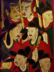 Yksityiskohta Kuudennen kuninkaan muotokuvasta (Danjong tekijältä Korean School