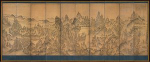 Seven Jeweled Mountain, Shunman, 1800-luvun loppu (muste ja väri silkillä) tekijältä Korean School