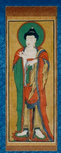 Tathagata Buddha, 1800-luvun loppu (riippuva rulla; muste ja väri paperille) tekijältä Korean School
