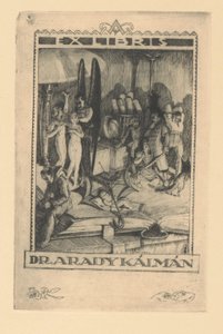 Kálmán Aradylla on ex libris Ex libris dr. Kálmán Arady (otsikko esineessä)