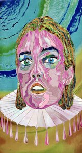 Surrealistinen vaaleanpunainen muotokuva