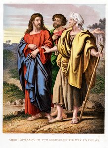 Kristus ilmestyy kahdelle opetuslapselle matkalla Emmaukseen vuonna 1860