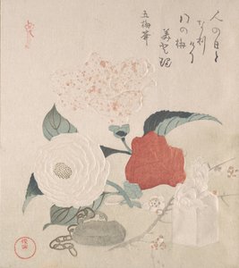 Camellia Flowers, Netsuke ja sinetti, 1800-luku. tekijältä Kubo Shunman