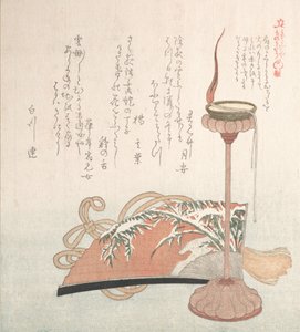 Kynttilänjalka ja tuuletin, 1800-luku. tekijältä Kubo Shunman