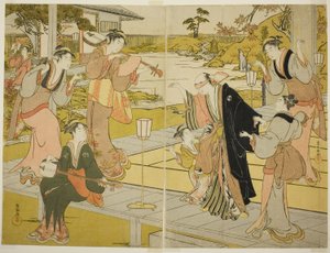 Oboshi Yuranosuke Ichiriki Teahousessa, kohtauksesta VII Loyal Retainers -varastossa tekijältä Kubo Shunman