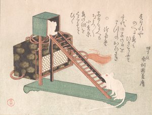 Valkoiset hiiret leikkivät, luultavasti 1816. tekijältä Kubo Shunman