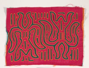 Shirt Panel (mola), n. 1950 (applikoitu puuvilla) tekijältä Kuna Indian Culture