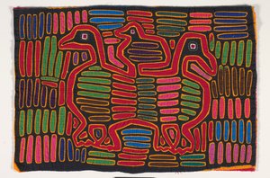 Paitapaneeli (mola) (applikoitu puuvilla) tekijältä Kuna Indian Culture