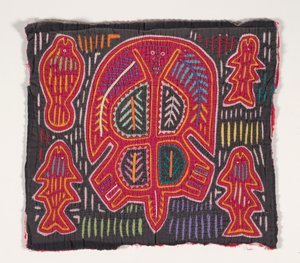 Paitapaneeli (mola) (applikoitu puuvilla) tekijältä Kuna Indian Culture