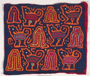 Paitapaneeli (mola) (applikoitu puuvilla) tekijältä Kuna Indian Culture