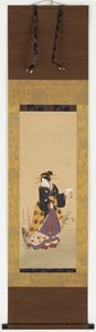 Oiran seisoo luumupuun vieressä tekijältä Kuniyuki Utagawa