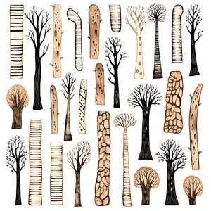 Puun runkoosat, boho clipart, boho-piirustuskuviot, boho-runko 2