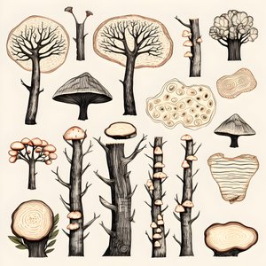 Puun runkoosat, boho clipart, boho-piirustuskuviot, boho-runko 3