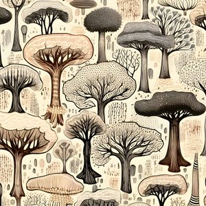 Puun runkoosat, boho clipart, boho-piirustuskuviot, boho-runko 4