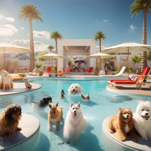 Hunde-Poolparty Palm Springsissä 1