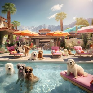 Hunde-Poolparty Palm Springsissä 3
