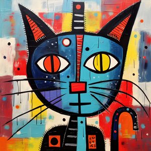 Söpö kissa Picasson, Joan Miron ja Basquiat 4:n tyyliin