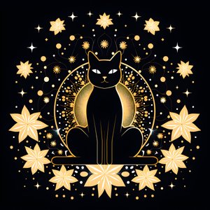Kissa meditaatiossa istumassa lootuksen kukalla 2