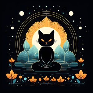Kissa meditaatiossa istumassa lootuksenkukan päällä 3
