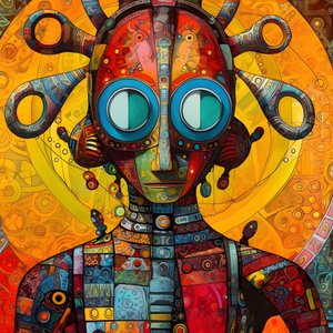 Carnival Cajun Swamp Mutant Sci-Fi Droid, Tim Burtonin ja Beksinski 1:n taiteelliseen tyyliin