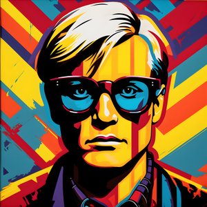 Pop Art muotokuva, puolivartalo, Värikäs, graafinen, Aamu, tyyliin Andy Warhol, Roy Lichtenstein, Robert Rauschenberg, Jasper Johns, Keith Haring 3
