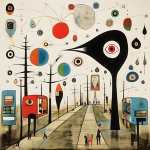 Surrealistisia kuvituksia Joan Miró. 1