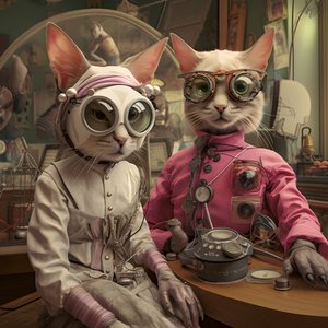 Kaksi antropomorfista kissaa, Tomcat ja Cat, Kubrick Ian Synthetic 1