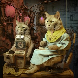 Kaksi antropomorfista kissaa, Tomcat ja Cat, Kubrick Ian Synthetic 2