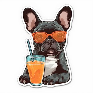 tarroja, viileitä ranskanbulldogeja, juomassa cocktailia 1