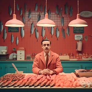 surrealistinen kuva puolalaisesta kalakauppiasta 1950-luvulta 2