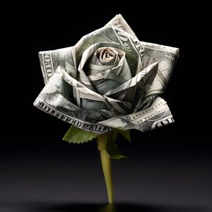 ruusu, joka on tehty 100 dollarin seteleistä, jotka ovat sähköisiä 2