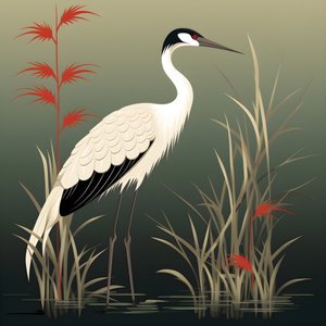 kaunis japanilainen kuva nosturista ja bambusta 4