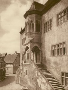 Dettelbach a Main, Rathaus; Dettelbach pääkadulla, kaupungintalo (m/v kuva) tekijältä Kurt Hielscher