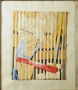 Kurt Schwittersin (1887-1948) vihreä ja punainen (Green and Red) kollaasi 1947 Yksityinen kokoelma tekijältä Kurt Schwitters
