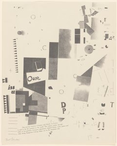 Nimetön, nro 6/6 portfoliosta Merz 3. Kurt Schwitters 6 litografiaa. Merz-kansio. Merz-kustannusyhtiön ensimmäinen portfolio (Merz 3. Kurt Schwitters 6 lithos. Merz Portfolio. Merz-kustantajan ensimmäinen portfolio) tekijältä Kurt Schwitters