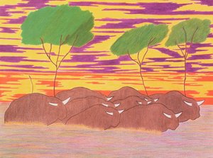 Vesipuhvelin marssi, 2004 (värikynä paperille)