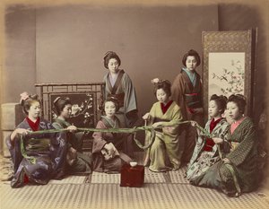 (Konkonchiki) Japanilainen tyttöjen leikkipeli tekijältä Kusakabe Kimbei