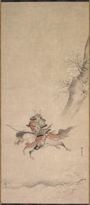 Samurai hevosen selässä, 1600-luku. tekijältä Kusumi Morikage