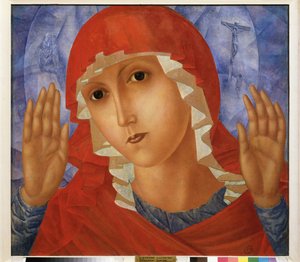 Myötätunnon Neitsyt. Kuzma Sergeevich Petrov Vodkin (Petrov-Vodkin) (Kouzma Petrov Vodkin) (Petrov-Vodkin) (1878-1939), öljy kankaalle tekijältä Kuzma Sergeevich Petrov Vodkin
