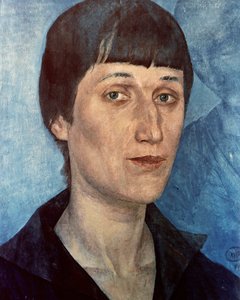 Muotokuva Anna Akhmatovasta, venäläisestä runoilijasta tekijältä Kuzma Sergeevich Petrov Vodkin